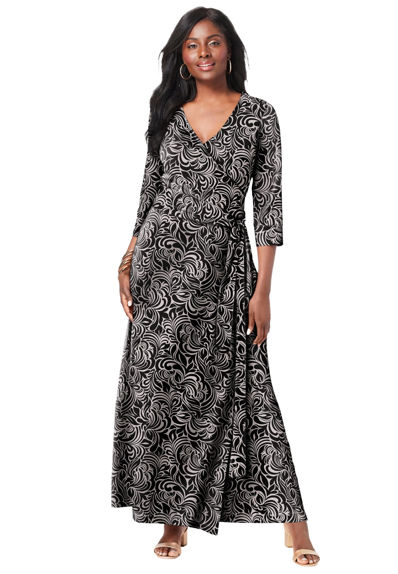 Jessica London Women's Plus Size Stretch Knit Faux Wrap Maxi Dress - Walmart.com Jessica London Women's Plus Size Stretch Knit Faux Wrap Maxi Dress - Walmart.com