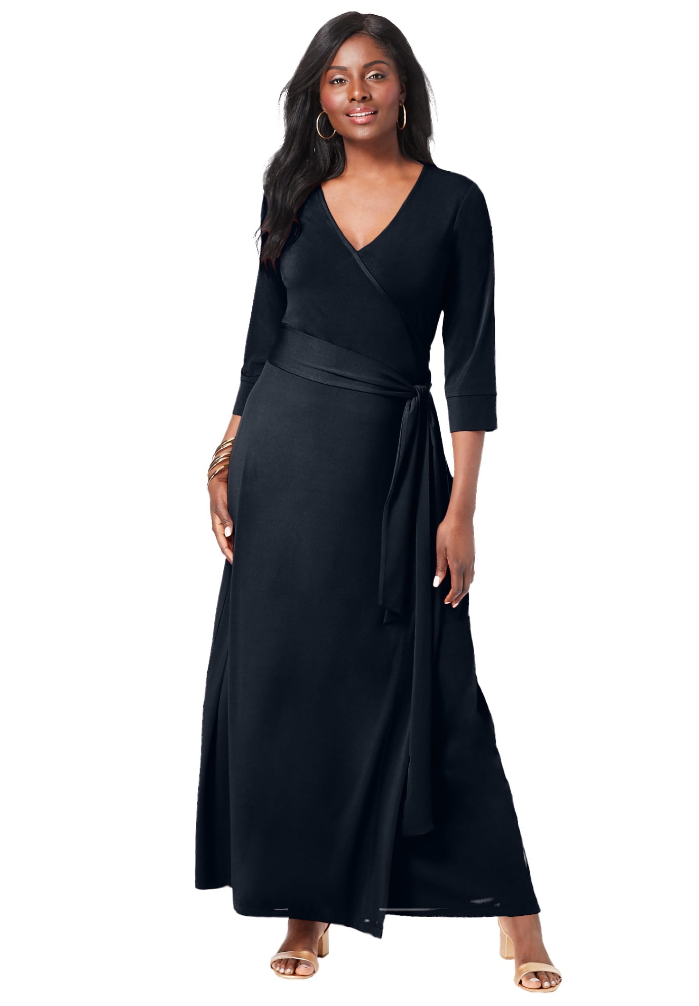Jessica London Women's Plus Size Stretch Knit Faux Wrap Maxi Dress -  Walmart Business Supplies