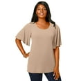 thumbnail image 1 of Jessica London Women's Plus Size Stretch Knit Flutter Sleeve Tunic, 1 of 3