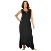 Jessica London Women's Plus Size Stretch Knit Hanky Hem Maxi Dress - 14/16, Black
