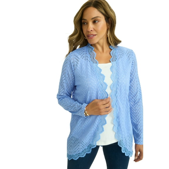 Jessica London Women's Plus Size Stretch Knit Lace Topper