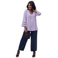 thumbnail image 1 of Jessica London Women's Plus Size Stretch Knit Mesh Inset Sleeve Tunic, 1 of 5