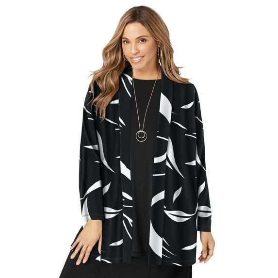 Jessica London Women's Plus Size Stretch Knit Open Front Knit Topper
