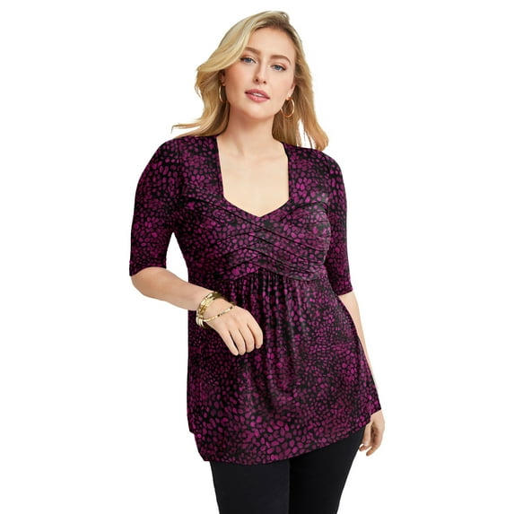 Jessica London Women's Plus Size Stretch Knit Pleated Tunic