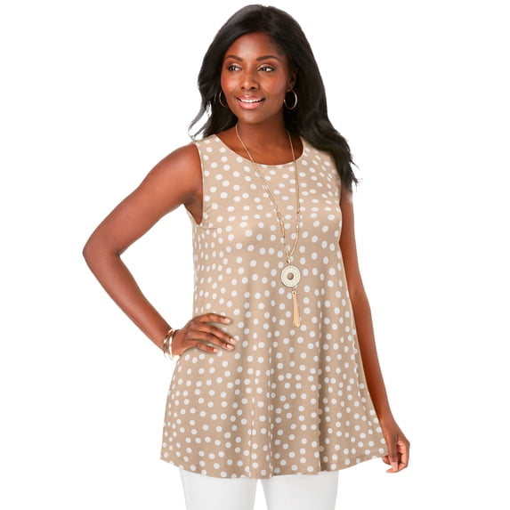 Jessica London Women's Plus Size Stretch Knit Sleeveless Swing Tunic