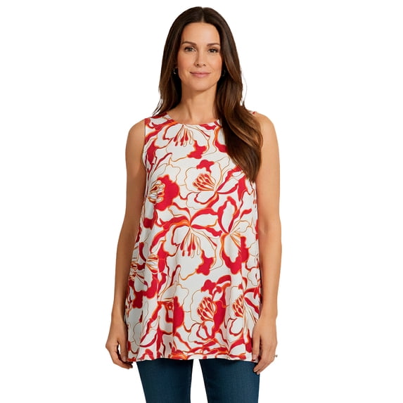 Jessica London Women's Plus Size Stretch Knit Sleeveless Swing Tunic