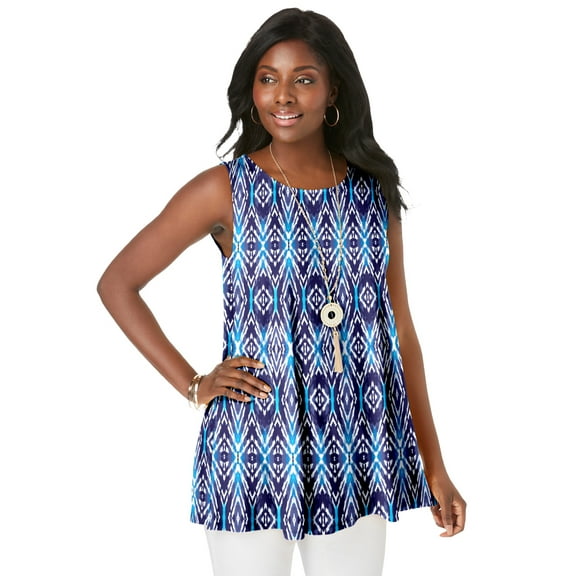 Jessica London Women's Plus Size Stretch Knit Sleeveless Swing Tunic