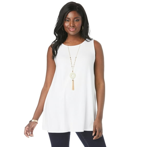 Jessica London Women's Plus Size Stretch Knit Sleeveless Swing Tunic