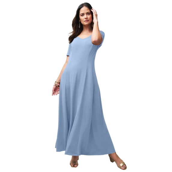 Jessica London Women's Plus Size Stretch Knit Sweetheart Maxi Dress
