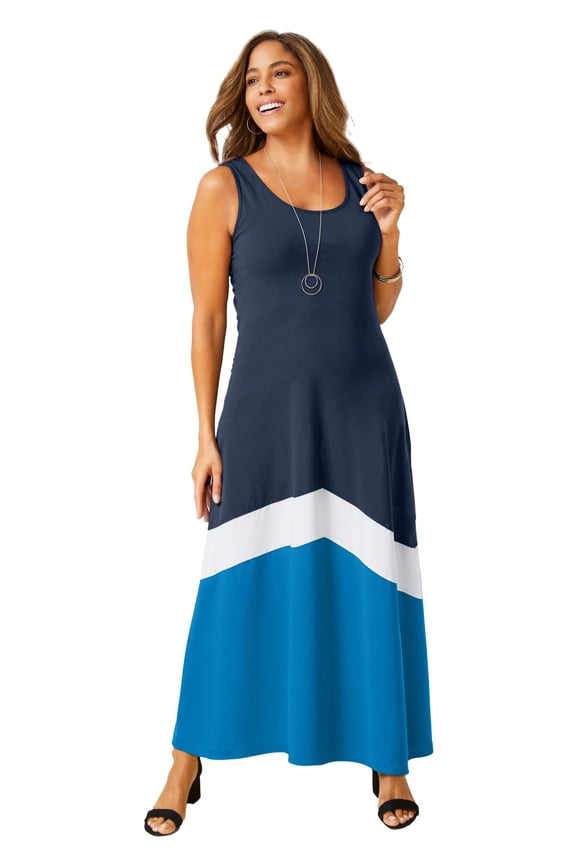 Women's Plus Size Stretch Knit Tank Maxi Dress
