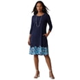 thumbnail image 1 of Jessica London Women's Plus Size Stretch Knit Three-Quarter Sleeve T-Shirt Dress, 1 of 4