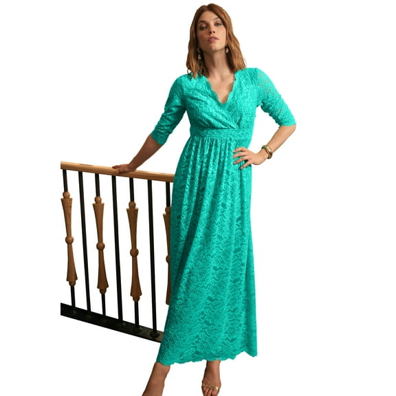 Jessica London Women's Plus Size Stretch Lace Maxi Dress