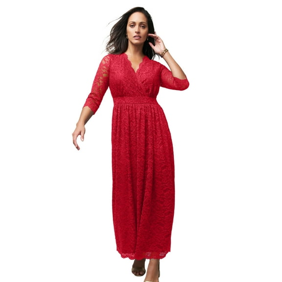 Jessica London Women's Plus Size Stretch Lace Maxi Dress