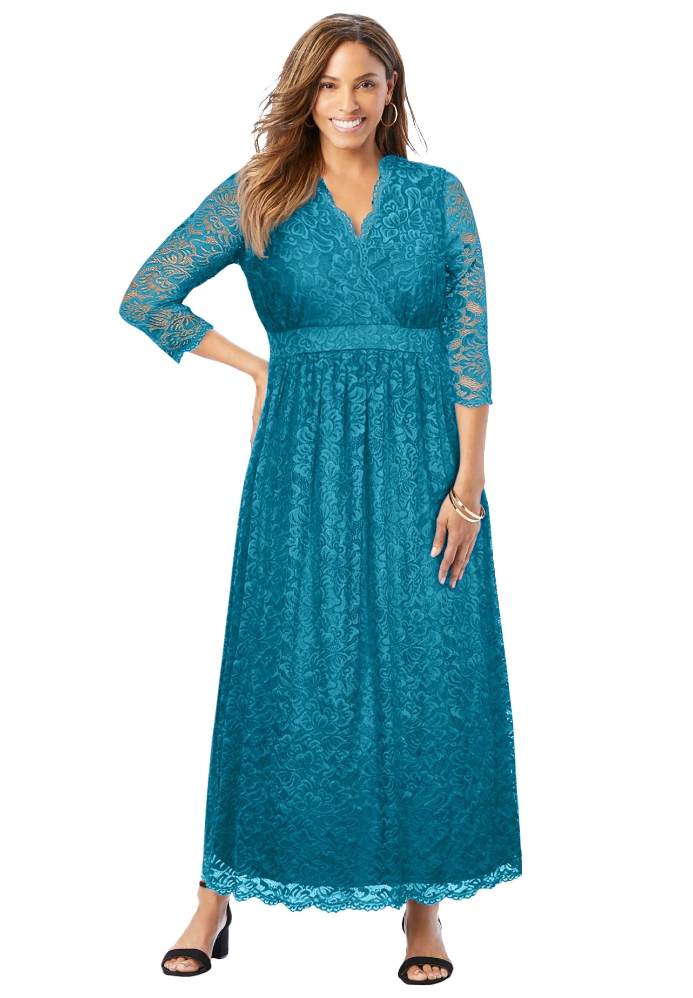 jessica london plus size women's stretch lace maxi dress Jessica London Women's Plus Size Stretch Lace Maxi Dress