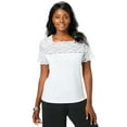 thumbnail image 1 of Jessica London Women's Plus Size Stretch Lace Neckline Top, 1 of 6