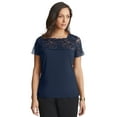 thumbnail image 1 of Jessica London Women's Plus Size Stretch Lace Neckline Top, 1 of 3