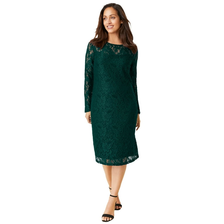 Jessica London Women s Plus Size Stretch Lace Shift Dress Walmart