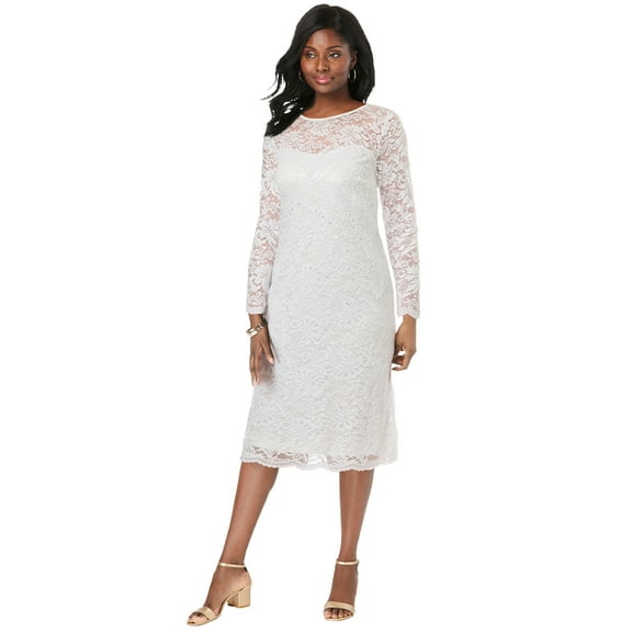 Jessica London Women's Plus Size Stretch Lace Shift Dress