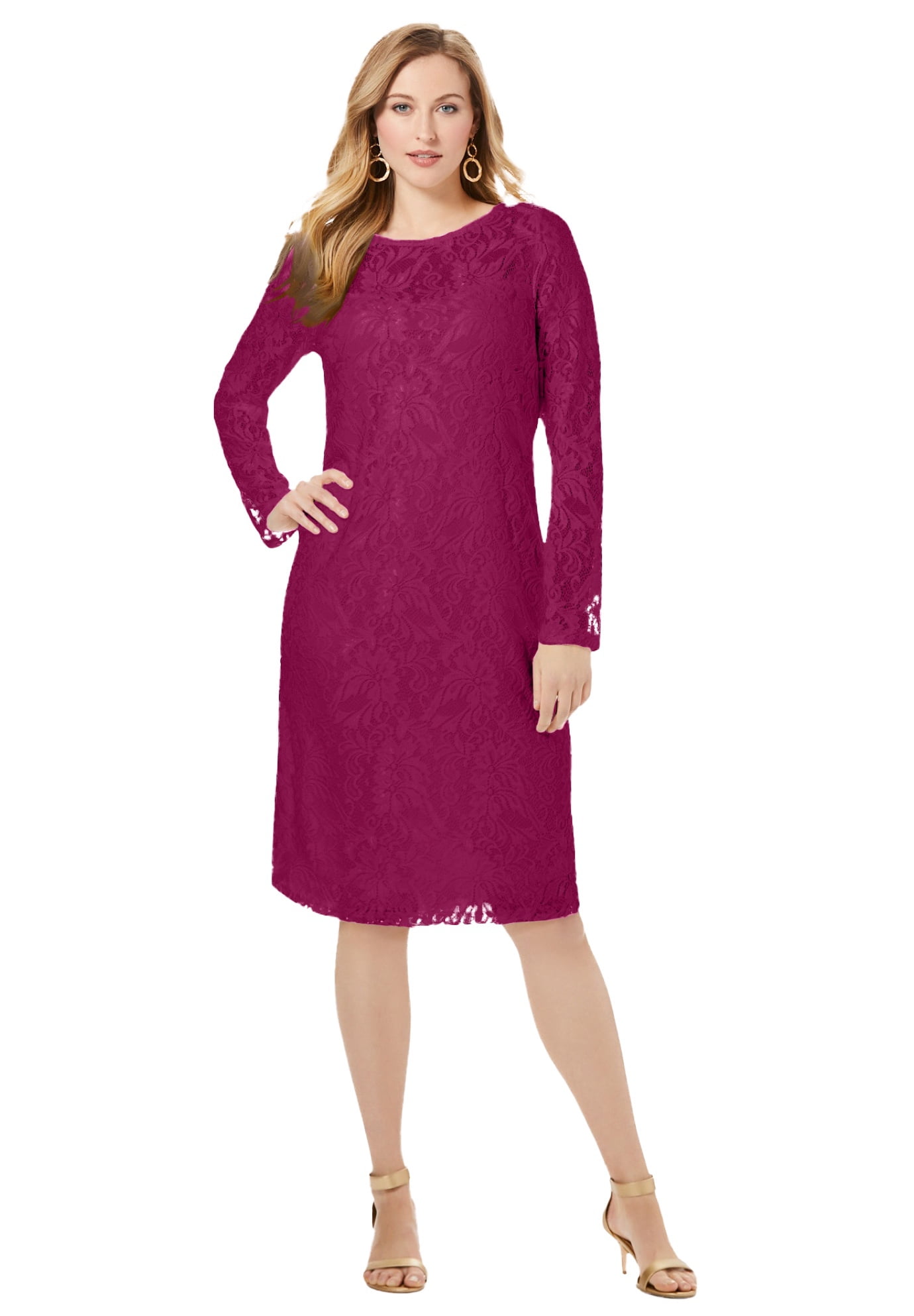 Jessica London Women's Plus Size Stretch Lace Shift Dress - Walmart.com