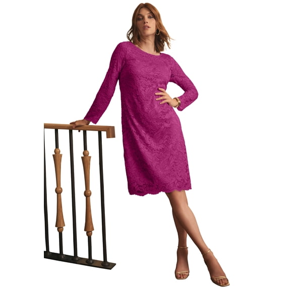 Jessica London Women's Plus Size Stretch Lace Shift Dress