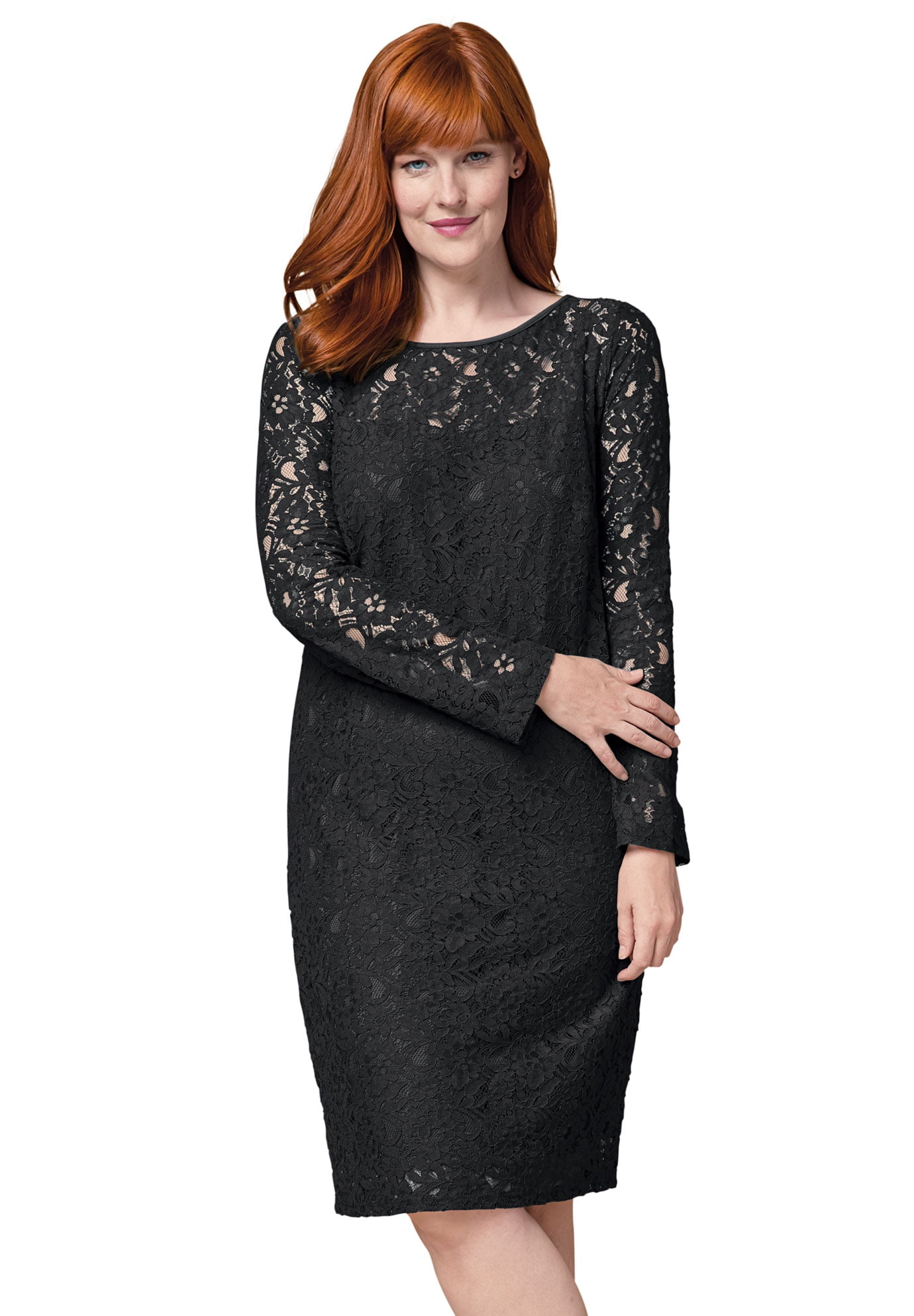 Jessica London Stretch Lace Shift Dress - 28, Black Jessica London Stretch Lace Shift Dress - 28, Black