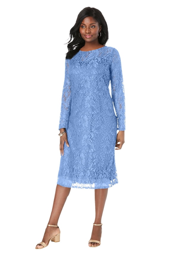 Women's Plus Size Stretch Lace Shift Dress