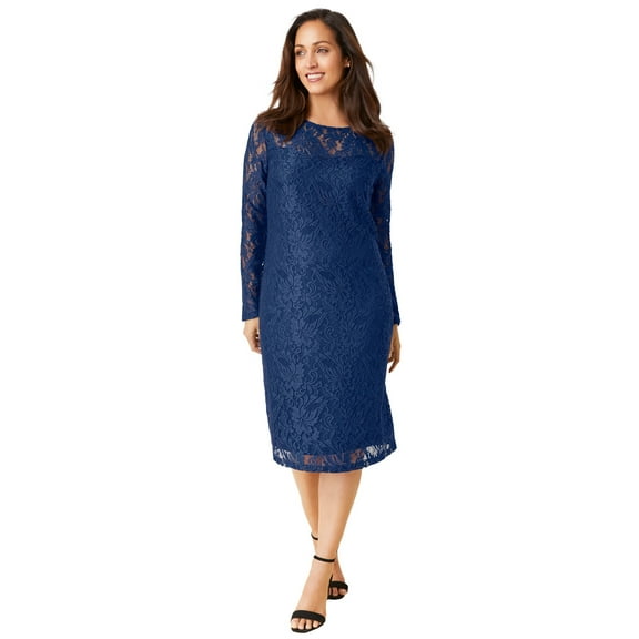 Jessica London Women's Plus Size Stretch Lace Shift Dress