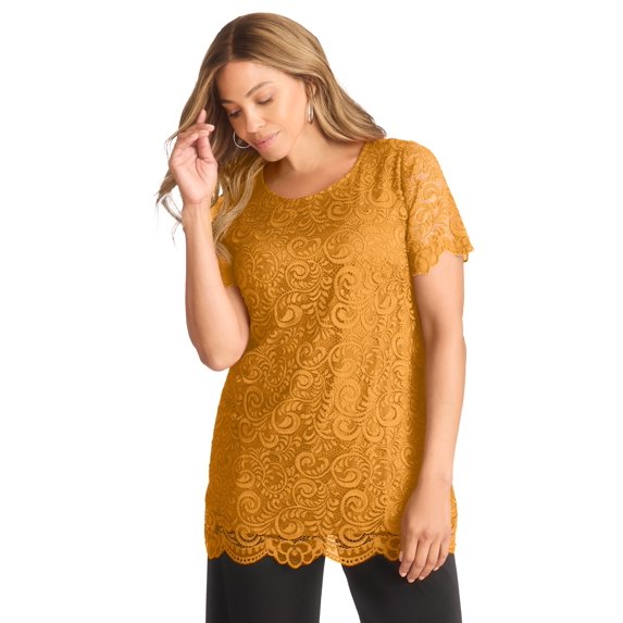 Jessica London Women's Plus Size Stretch Lace Tunic