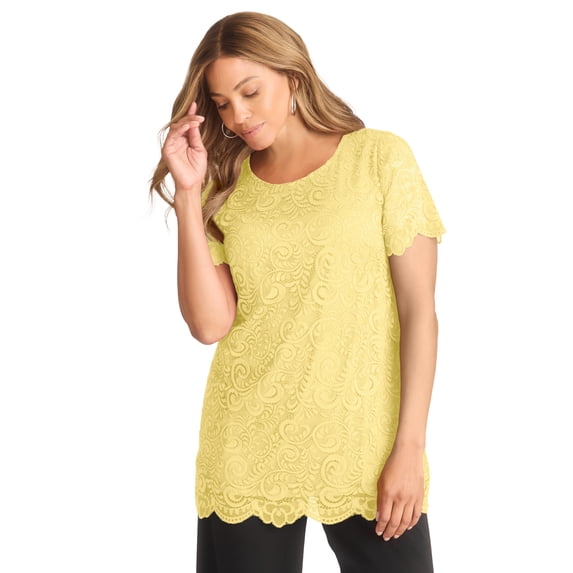 Jessica London Women's Plus Size Stretch Lace Tunic