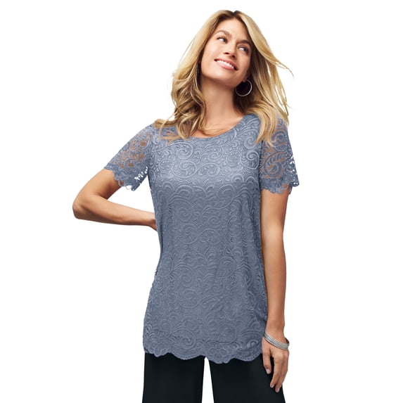 Jessica London Women's Plus Size Stretch Lace Tunic