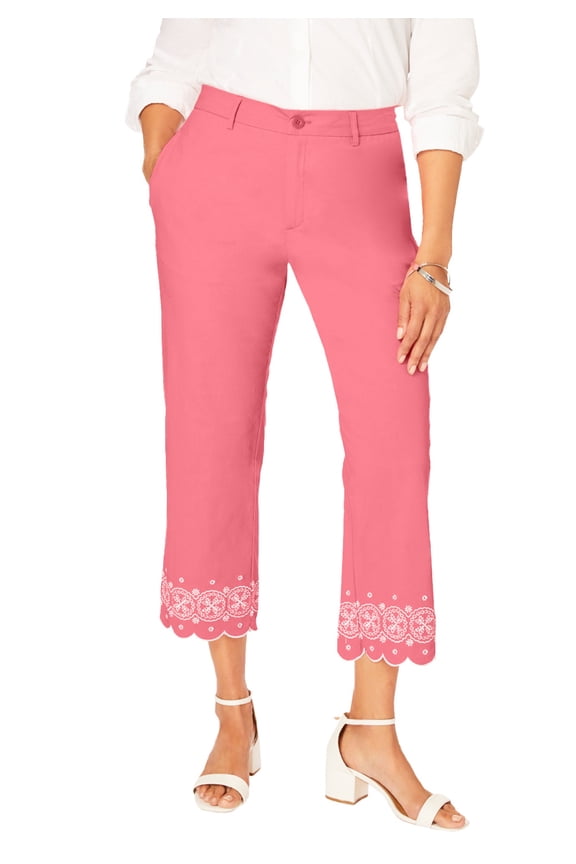 Women's Plus Size Stretch Poplin Classic Cropped Straight Leg Pant