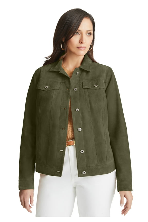Women's Plus Size Suede Jean Jacket