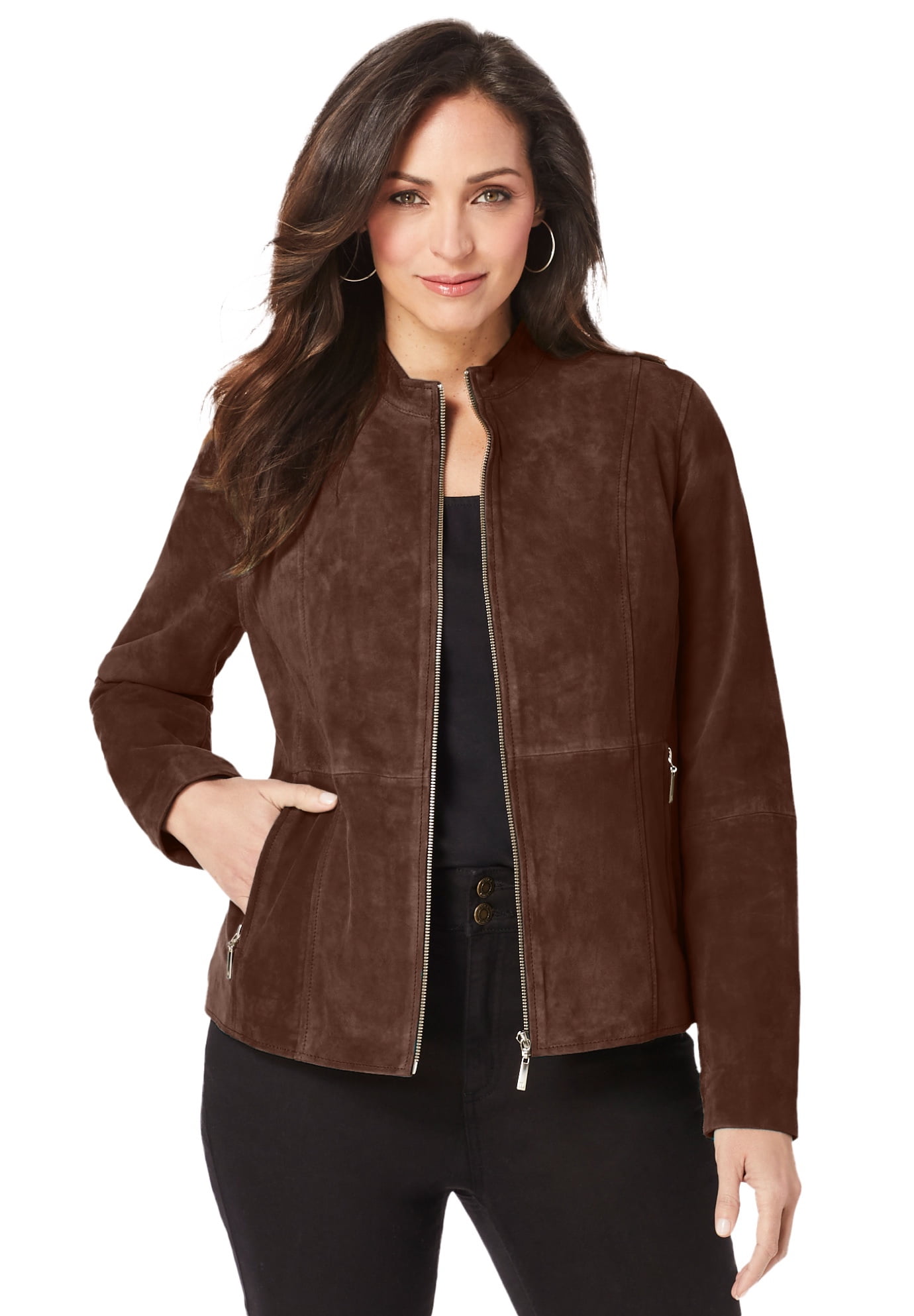 Jessica London Women's Plus Size Suede Zip-Front Jacket - Walmart.com