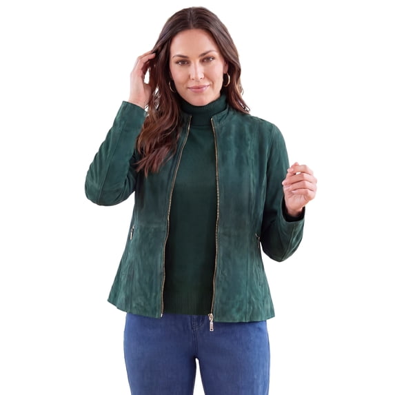 Jessica London Women's Plus Size Suede Zip-Front Jacket