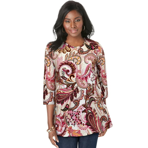 Jessica London Women's Plus Size Swing Tunic Oversized Long Blouse