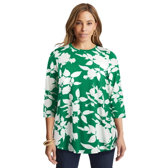 Jessica London Women's Plus Size Swing Tunic Oversized Long Blouse
