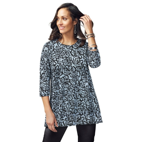 Jessica London Women's Plus Size Swing Tunic Oversized Long Blouse