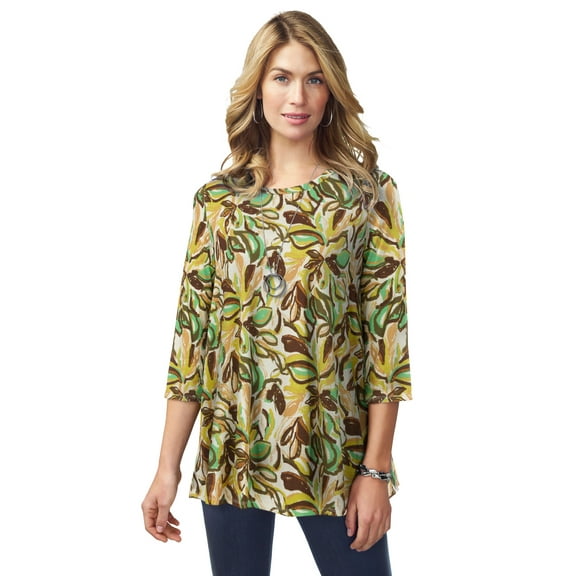 Jessica London Women's Plus Size Swing Tunic Oversized Long Blouse