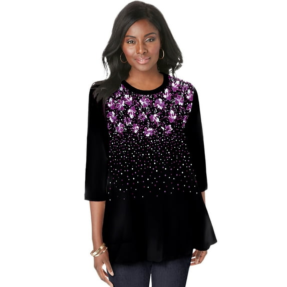 Jessica London Women's Plus Size Swing Tunic Oversized Long Blouse