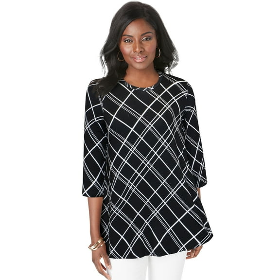 Jessica London Women's Plus Size Swing Tunic Oversized Long Blouse