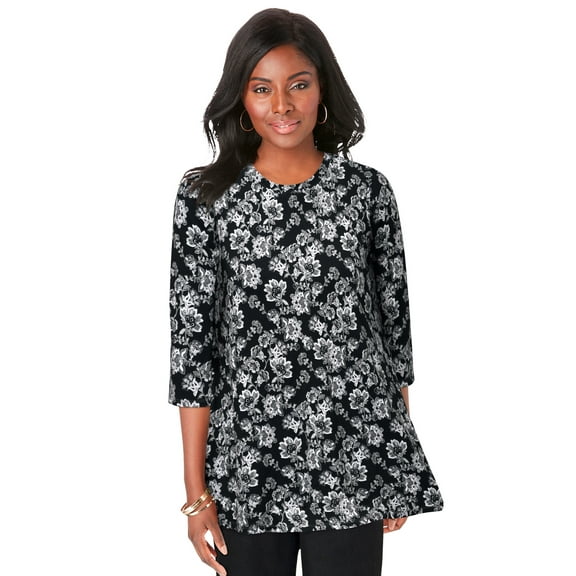 Jessica London Women's Plus Size Swing Tunic Oversized Long Blouse