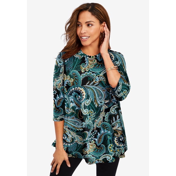 Jessica London Women's Plus Size Swing Tunic Oversized Long Blouse