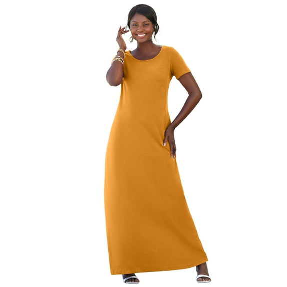 Jessica London Women's Plus Size T-Shirt Casual Short Sleeve Maxi Dress