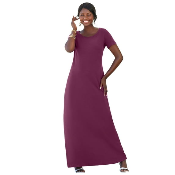 Jessica London Women's Plus Size T-Shirt Casual Short Sleeve Maxi Dress