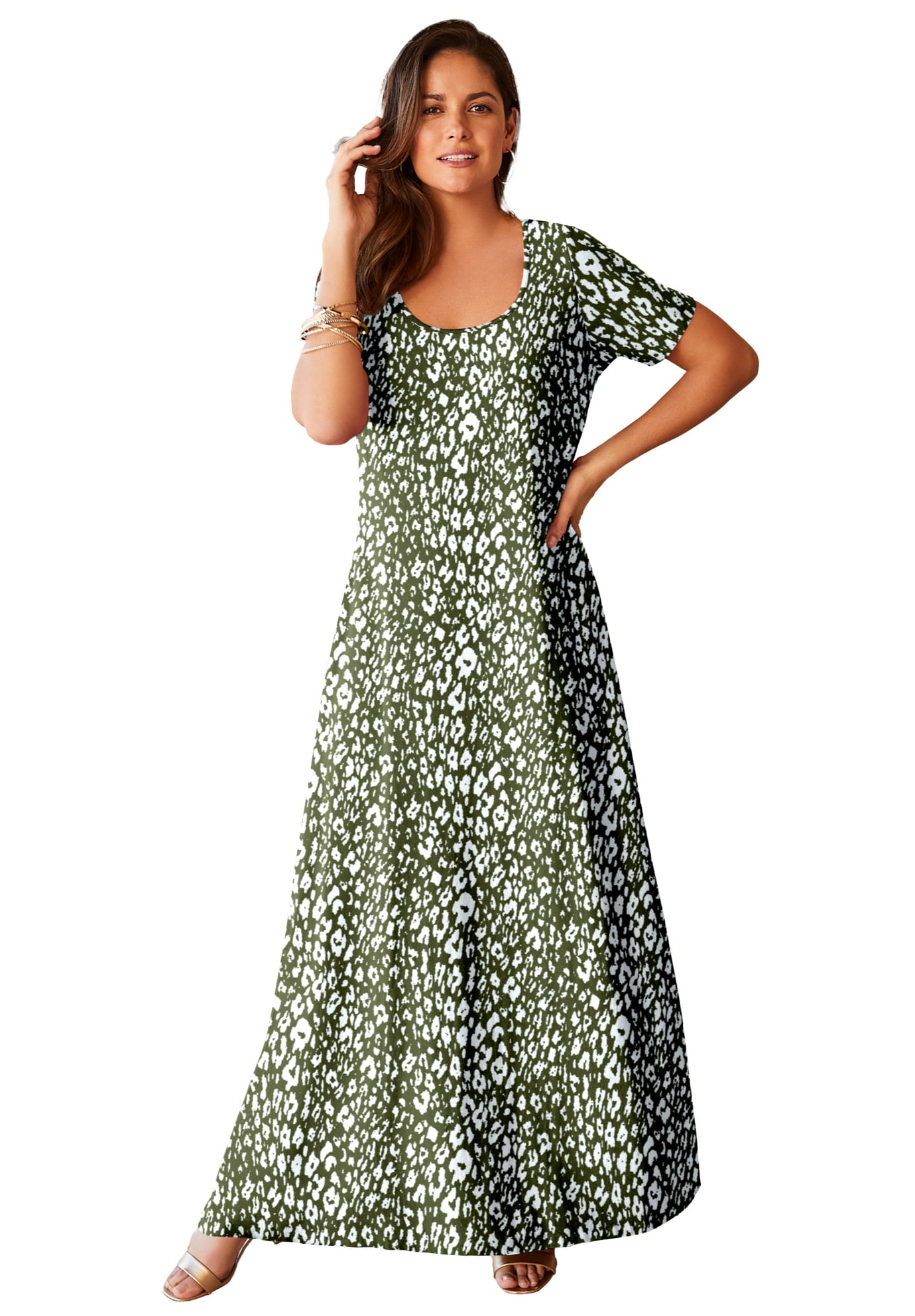 jessica london plus size women's short sleeve maxi dress Jessica London Plus Size Abstract Multi Crochet Applique Maxi Dress Size 28W