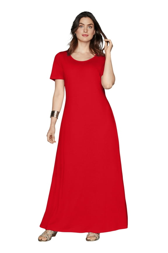 Women's Plus Size T-Shirt Casual Short Sleeve Maxi Dress