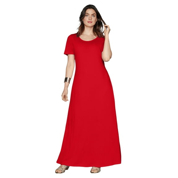 Jessica London Women's Plus Size T-Shirt Casual Short Sleeve Maxi Dress