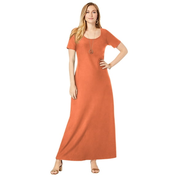 Jessica London Women's Plus Size T-Shirt Casual Short Sleeve Maxi Dress