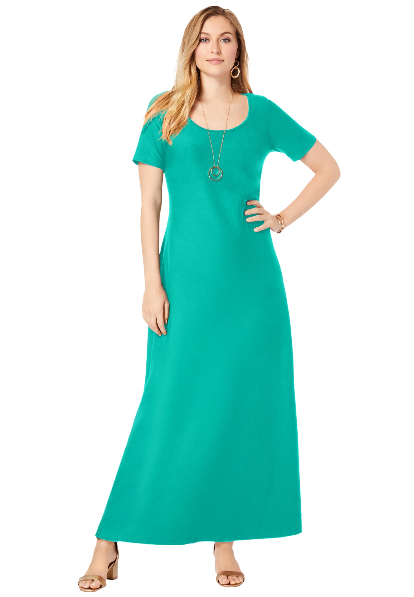 jessica london plus size women's short sleeve maxi dress Jessica London Women's Plus Size T-Shirt Casual Short Sleeve Maxi Dress