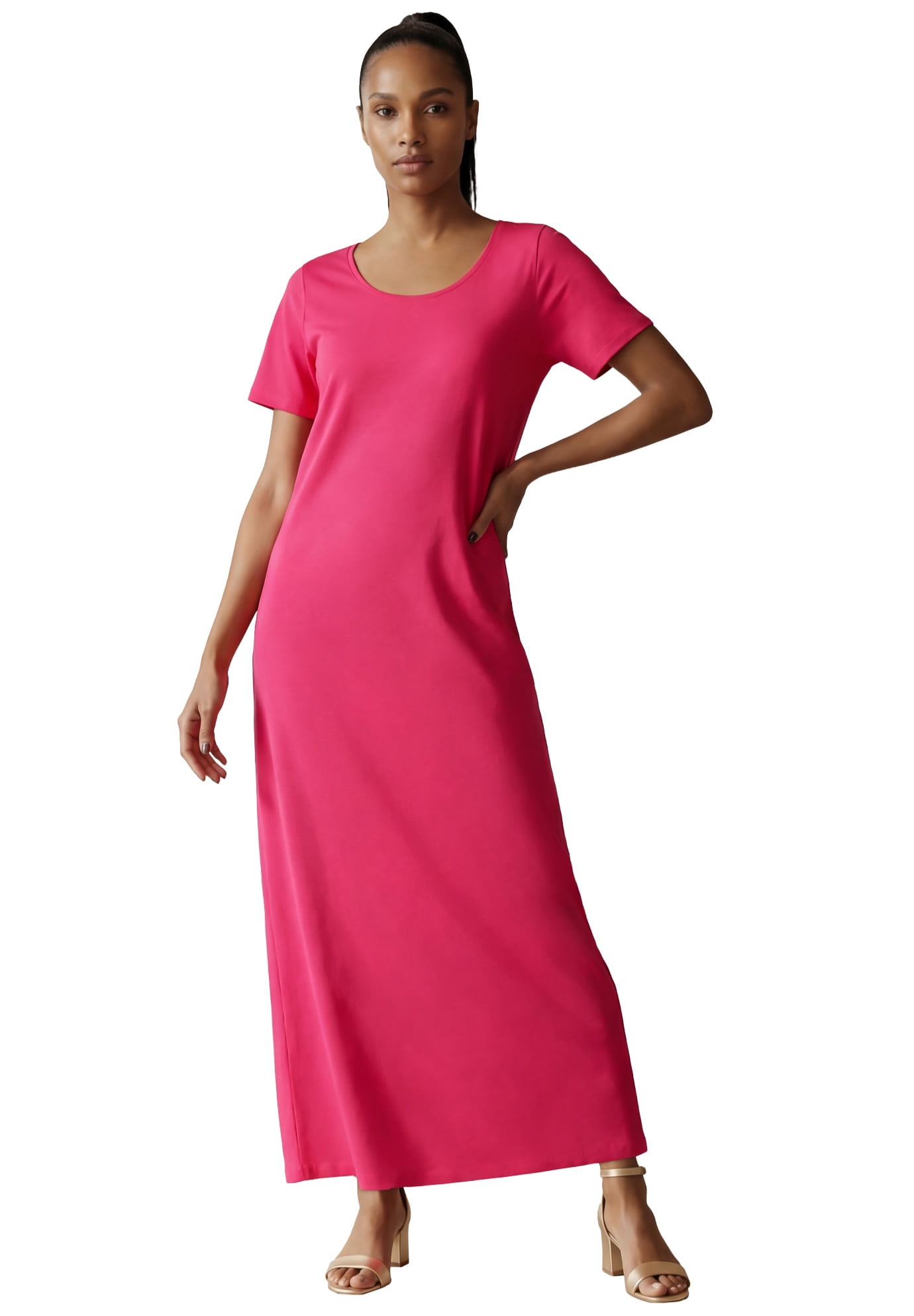 jessica london plus size women's short sleeve maxi dress Jessica London Women's Plus Size Short Sleeve Fit and Flare Dress